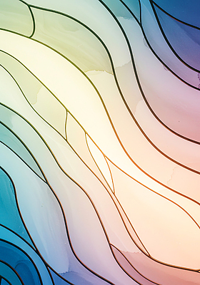 JPG 모양 디자인 물결 예술 분홍색 컬러 조각 패턴 일러스트 유리 추상 장식 파란색 빛 투명 질감 스테인드글라스 막 국내일러스트 AI일러스트 AI콘텐츠 무늬 재질 파일형식