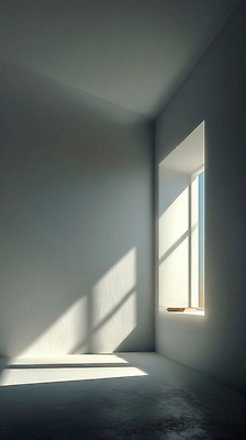 JPG 편집이미지 벽 창문 바닥 그림자 빛 공간 방 일과 소통 단순화된 편집실사 AI포토 AI콘텐츠 컨셉 CG 파일형식