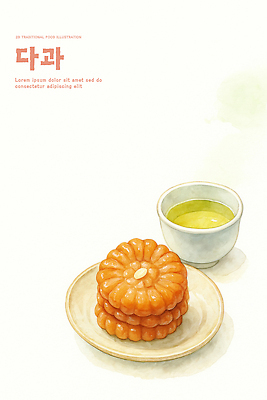PSD 전통 접시 한식 음식 일러스트 디저트 주택 과자 식당 식사 환대 맛 고객 즐거움 한과 약과 다과 오후 간편조리식품 국내일러스트 식기 감정 컨셉 건물 상점 전통음식 파일형식