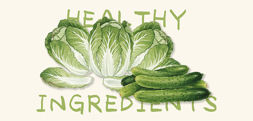 웰빙 농업 채소 탁자 생태계 파일형식 배추 오이 건강 재료 자연 유기농 농장 식탁 요리 식사 채식 컬러 농작물 국내일러스트 PSD 일러스트 식재료