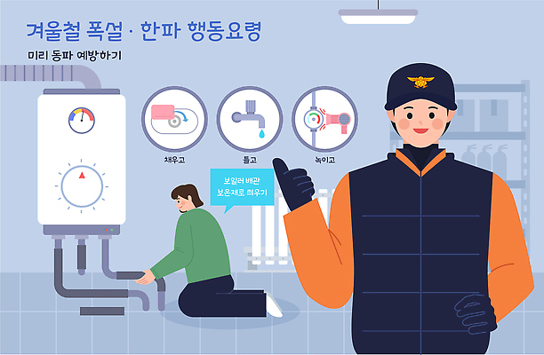 직업 계절 날씨 눈_날씨 자연재해 난방용품 파일형식 벡터 겨울 난방 추위 파이프 점검 안전 시스템 동파 예방 모션 가이드 방법 기계 사용자 기온 온도 온수 난방기 보일러 수리 AI파일 국내일러스트 일러스트 폭설 한파주의보 구조원