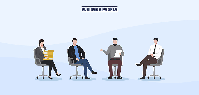 포즈 상의 일러스트 비즈니스 회의 협력 직장 표정 이야기 대화 여러명 사무실 자료 업무 작업 비즈니스맨 비즈니스우먼 그룹 계획 토론 회의실 전달 의견 국내일러스트 AI파일 옷 여자 남자 다수 컨셉 회사 말하기 사람 직장인 파일형식 벡터