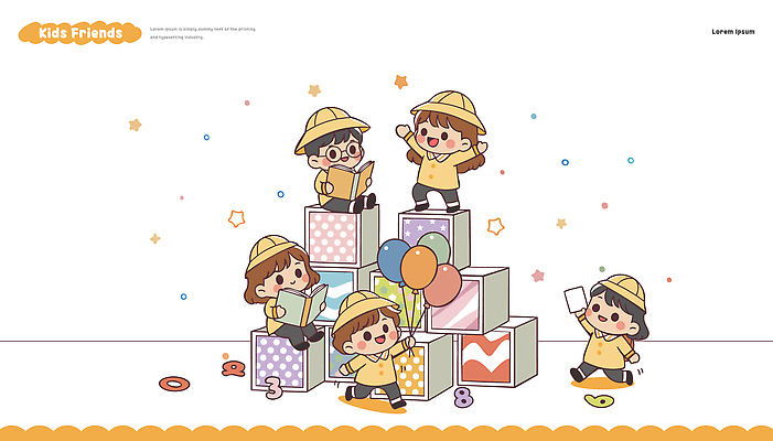 어린이 컬러 조각 일러스트 모션 상상 놀이 웃음 책 친구 상자 장난감 유치원생 모임 게임 놀이기구 즐거움 그림 풍선 창의력 국내일러스트 AI파일 감정 관계 표정 사람 파일형식 벡터