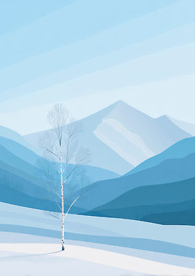 JPG 나무 겨울 일러스트 자연 하늘 산 풍경 파란색 설원 주황색 나뭇가지 겨울여행 국내여행 평원 풍경화 설산 산맥 국내일러스트 AI일러스트 AI콘텐츠 식물 계절 컬러 여행 눈_날씨 그림 생태계 파일형식