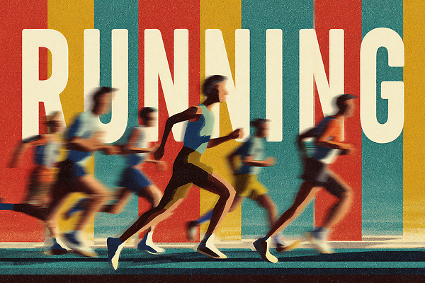 JPG 여자 남자 일러스트 모션 건강 사람 컬러풀 달리기 운동 헬스 경쟁 운동장 그룹 연령 체육 연습 속도 트랙 러닝 국내일러스트 컬러 컨셉 스포츠시설 공간 파일형식
