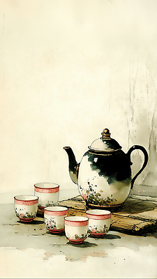 JPG 나무 식기 디자인 음료 예술 백그라운드 꽃무늬 일러스트 놀이 탁자 주전자 한국 일상 컵 주방 찻잔 다기 오브젝트 국내일러스트 식물 꽃 아시아 가구 무늬 주방용품 잔 라이프 다도 파일형식