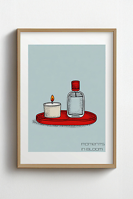 PSD 편집이미지 디자인 초 장식 인테리어 앨범 향수 오브젝트 그림 파란배경 향기 정리 목업 Decoration 이미지편집 백그라운드 파란색 화장품 냄새 파일형식