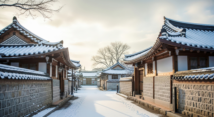 JPG 나무 편집이미지 전통 건축 문화 겨울 자연 하늘 거리 한옥 한국 따뜻함 풍경 마을 고요 눈덮임 편집실사 식물 한국전통 계절 아시아 컨셉 고건축 CG 생태계 파일형식