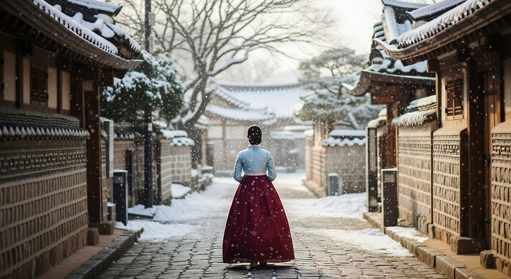 JPG 편집이미지 전통 계절 여자 문화 겨울 거리 한옥 서울 한국 걷기 마을 궁전 한복 뷰티풀 의료성형뷰티 눈덮임 편집실사 한국전통 아시아 컨셉 고건축 모션 사람 전통의상 CG 파일형식