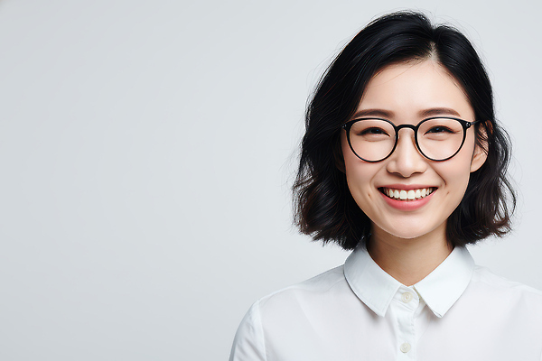 JPG 나무 편집이미지 헤어스타일 여자 안경 얼굴 백그라운드 셔츠 장신구 표정 미소 웃음 사무실 카메라 촬영 흰색 단발머리 의료성형뷰티 편집실사 식물 잡화 컬러 상의 비즈니스 사람 신체부위 전자제품 CG 파일형식