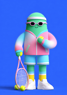 JPG 편집이미지 캐릭터 옷 감정 스포츠 분홍색 하늘색 백그라운드 장신구 공 모션 놀이 초록색 여름 테니스 편집3D 계절 컬러 파란색 3D 구기 파일형식