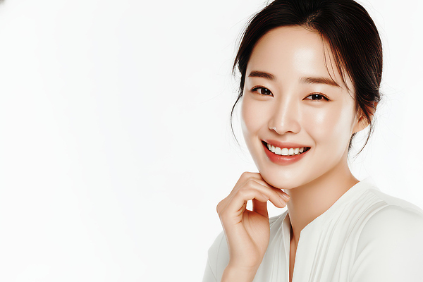 컬러 표정 사람 내부 신체부위 CG 파일형식 여자 미소 얼굴 손 감정 실내 촬영 웃음 머리 피부 뷰티풀 포즈 편집실사 편집이미지 JPG 흰색 의료성형뷰티