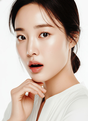 컬러 표정 신체부위 뷰티 CG 파일형식 모델 포즈 손 턱 백그라운드 시선 미소 화장 촬영 사람 얼굴 편집실사 편집이미지 JPG 흰색 의료성형뷰티