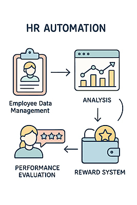 일러스트 그래프 기술 관리 자료 흐름 정보 기록 인사 업무 결과 분석 직원 시스템 평가 개선 리뷰 자동화 알고리즘 국내일러스트 AI파일 컨셉 예절 작업 파일형식 벡터