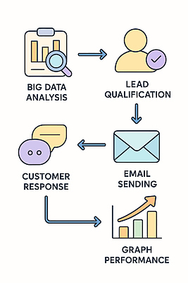 일러스트 비즈니스 통계 그래프 관리 자료 흐름 정보 업무 이메일 결과 고객 분석 확인 전송 개선 마케팅 응답 의사소통 빅데이터 국내일러스트 AI파일 컨셉 작업 파일형식 벡터 4차산업