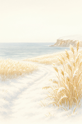 JPG 식물 계절 길 바다 여행 겨울 일러스트 자연 하늘 바람 산 풍경 초원 해변 설원 산책 수면 차가움 조경 국내일러스트 AI일러스트 AI콘텐츠 자연요소 날씨 휴식 눈_날씨 물 생태계 파일형식