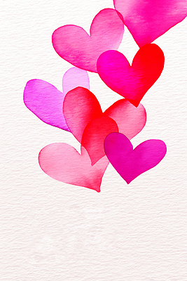 JPG 모양 디자인 감정 예술 분홍색 컬러 백그라운드 일러스트 수채화 따뜻함 사랑 장식 빨간색 물감 하트 표현 크기 그림 국내일러스트 미술도구 파일형식