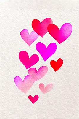 모양 감정 컬러 컨셉 무늬 미술도구 파일형식 AI콘텐츠 하트 백그라운드 크기 사랑 표현 그림 디자인 물감 예술 창작 장식 패턴 감성 따뜻함 JPG 국내일러스트 일러스트 분홍색 수채화 AI일러스트