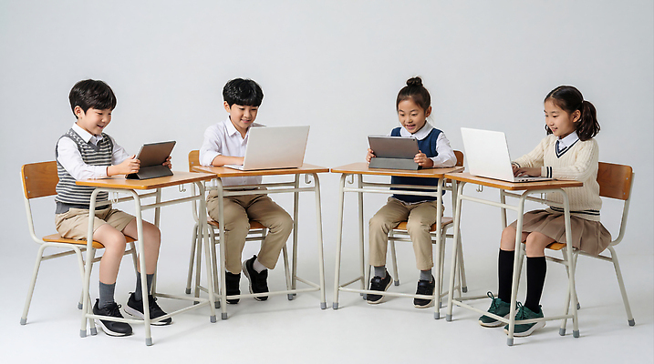 JPG 편집이미지 학생 교육 초등학생 교실 학교 기술 노트북 학습 태블릿 시간 집중 신학기 교과서 과제 소통 의료성형뷰티 편집실사 AI인물포토 AI콘텐츠 컨셉 교재 사람 전자제품 스마트기기 CG 파일형식 AI포토