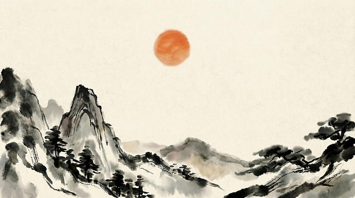 JPG 나무 전통 명절 컬러 일러스트 자연 하늘 바람 새해 산 수묵화 풍경 여름 햇빛 태양 일출 계곡 고요 연못 그림 한국화 산수화 국내일러스트 자연요소 식물 계절 기념일 날씨 미술 노을 동양화 생태계 파일형식