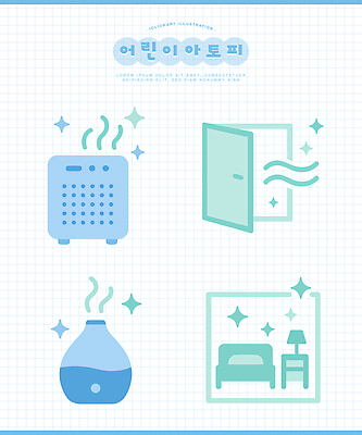 어린이 가구 겨울 일러스트 조명 주택 따뜻함 생활 문 공간 방 장비 침대 수증기 편안함 난로 청소 목조 방향제 아토피 온기 환기 국내일러스트 AI파일 계절 생활용품 사람 건물 감각 질병 난방기 파일형식 벡터