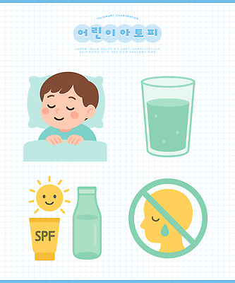 음료 어린이 일러스트 건강 안전 일상 물 햇빛 우유 잠 수면 보호 눈물 습관 생활습관 아토피 수분_꽃가루 국내일러스트 AI파일 자연요소 감정 컨셉 유제품 사람 라이프 태양 질병 파일형식 벡터