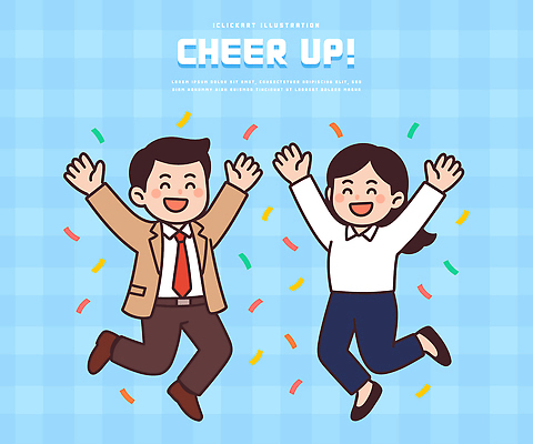 기념일 행복 감정 조각 일러스트 모션 표정 웃음 사람 파란색 친구 점프 기쁨 모임 축하 즐거움 체크무늬 국내일러스트 AI파일 컬러 컨셉 무늬 관계 이벤트 파일형식 벡터