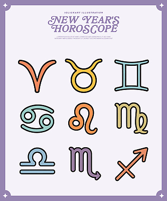 컬러 일러스트 새해 별자리 운세 개띠 궁수자리 심볼 그림 점성술 물병자리 사자자리 처녀자리 게자리 쌍둥이자리 전갈자리 천칭자리 물고기자리 황소자리 그림책 국내일러스트 AI파일 책 십이지신 개 파일형식 벡터