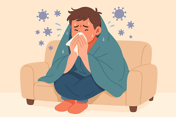 남자 감정 겨울 신체 일러스트 주택 건강 피곤 치료 소파 건강관리 고통 바이러스 화장지 담요 괴로움 감염 기침 재채기 증상 불편함 국내일러스트 AI파일 계절 컨셉 의자 의학 관리 사람 건물 감각 파일형식 벡터