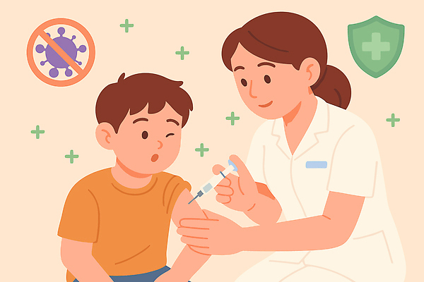 어린이 겨울 일러스트 의학 건강 병원 주사기 안전 치료 건강관리 간호사 의사 보호 질병 예방 면역력 백신 예방접종 증명서 국내일러스트 AI파일 계절 컨셉 의료기기 관리 사람 의료진 접종 파일형식 벡터