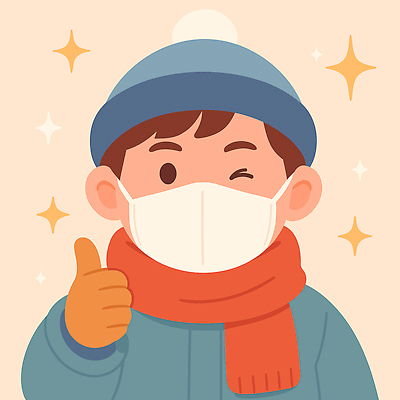 남자 감정 어린이 포즈 겨울 일러스트 손가락 따뜻함 표정 건강 마스크 미소 웃음 건강관리 목도리 즐거움 국내일러스트 AI파일 손 잡화 계절 관리 사람 파일형식 벡터