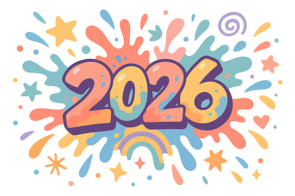 문자 컨셉 이벤트 연도 파일형식 벡터 2026년 숫자 컬러 모양 디자인 축하 환영 물결 도형 백그라운드 그래픽 파티 새해 기념 문화 국내일러스트 일러스트 AI파일 병오년 타이포그라피
