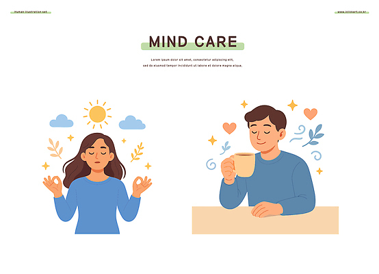 여자 남자 커피 일러스트 휴식 따뜻함 평화 마시기 편안함 정신건강 국내일러스트 AI파일 음료 컨셉 모션 건강 사람 감각 파일형식 벡터