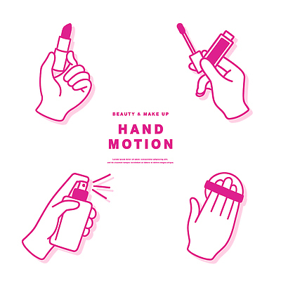 손 여자 분홍색 포즈 일러스트 모션 관리 손짓 화장 뷰티 화장품 립스틱 라인아트 피부 퍼프 립글로스 스프레이 뷰티풀 스타일 국내일러스트 AI파일 선 컬러 사람 신체부위 파일형식 벡터