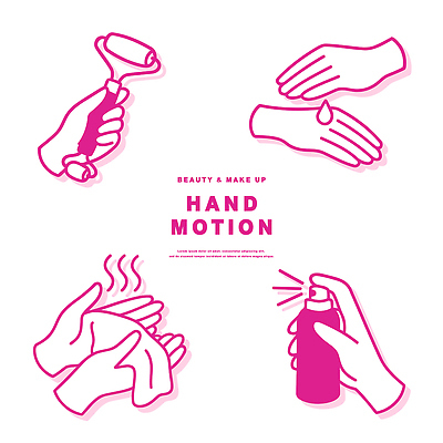 손 얼굴 선 분홍색 백그라운드 일러스트 모션 건강 뷰티 청결 화장품 물방울 액체 세수 위생 씻기 라인아트 피부관리 스프레이 분사 마사지롤러 국내일러스트 AI파일 컬러 신체부위 파일형식 벡터