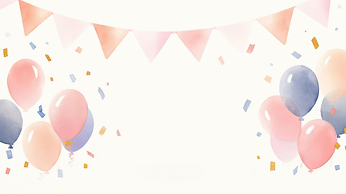 JPG 행복 리본 어린이 분홍색 백그라운드 일러스트 수채화 이벤트 장식 파란색 축제 축하 깃발 아기 생일파티 생일 그림 잔치 꽃가루 풍선 색종이 파스텔 국내일러스트 기념일 감정 종이 컬러 컨셉 학용품 사람 가루 파일형식