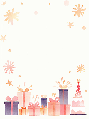 JPG 별 리본 분홍색 백그라운드 무늬 일러스트 수채화 장식 선물상자 상자 노란색 파티 케이크 보라색 축제 주황색 축하 점 생일 꽃가루 국내일러스트 자연요소 기념일 컬러 컨셉 디저트 선물 이벤트 가루 파일형식