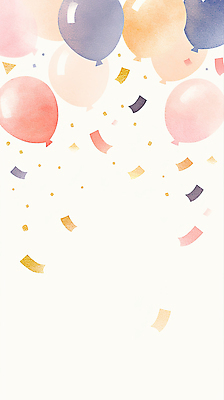JPG 기념일 리본 분홍색 컬러 하늘색 백그라운드 일러스트 수채화 이벤트 장식 노란색 파티 축제 금색 축하 생일 떨어짐 꽃가루 풍선 색종이 파스텔 국내일러스트 종이 컨셉 학용품 파란색 가루 파일형식