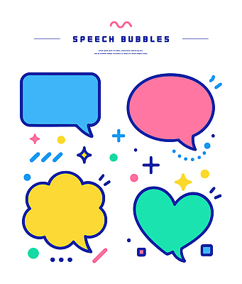 디자인 분홍색 컬러 말풍선 일러스트 파란색 사각형 하트 원형 벡터 Square Cloud Design Circle Heart Pink 키치 국내일러스트 AI파일 모양 도형 컨셉 파일형식