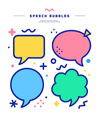 모양 디자인 분홍색 컬러 백그라운드 말풍선 일러스트 통신 대화 그래픽 장식 초록색 파란색 노란색 사각형 흰색 원형 메시지 벡터 키치 국내일러스트 AI파일 도형 컨셉 말하기 파일형식