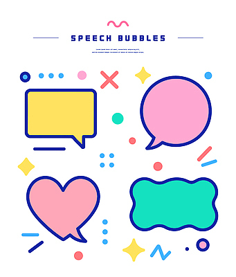 모양 디자인 물결 분홍색 백그라운드 말풍선 일러스트 대화 그래픽 장식 노란색 사각형 흰색 하트 원형 메시지 청록색 소통 벡터 키치 국내일러스트 AI파일 도형 컬러 컨셉 말하기 파일형식