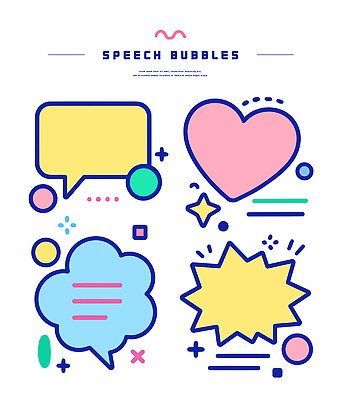 도형 디자인 별 선 분홍색 컬러 말풍선 일러스트 사랑 그래픽 초록색 파란색 노란색 사각형 하트 점 원형 플러스 키치 국내일러스트 AI파일 자연요소 모양 기호 감정 컨셉 파일형식 벡터