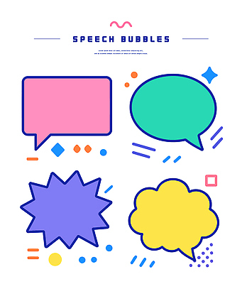 모양 디자인 별 분홍색 말풍선 일러스트 대화 그래픽 초록색 노란색 사각형 보라색 원형 메시지 그림 벡터 키치 국내일러스트 AI파일 자연요소 도형 컬러 컨셉 말하기 파일형식