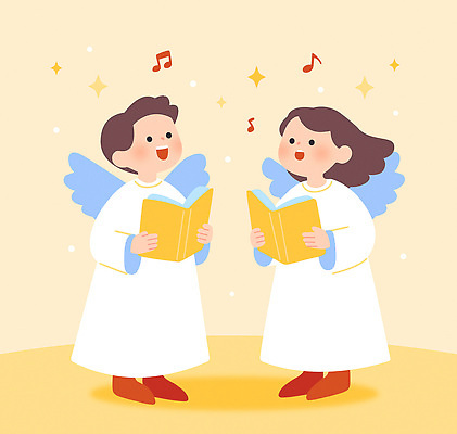 행복 별 음악 백그라운드 크리스마스 날개 음표 일러스트 노래 천사 책 파란색 빛 노란색 귀여움 축제 흰색 즐거움 합창 캐럴 국내일러스트 AI파일 자연요소 기호 기념일 감정 컬러 컨셉 문화예술 파일형식 벡터