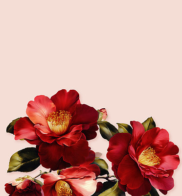 PSD 식물 꽃잎 꽃 분홍색 백그라운드 잎 일러스트 자연 빨간색 초록색 여름 노란색 정원 봄 그림 동백 뷰티풀 국내일러스트 계절 컬러 생태계 파일형식