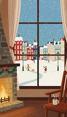 PSD 크리스마스 겨울 일러스트 창문 가정 거리 실내 따뜻함 사람 풍경 건물 장식 평화 마을 화목 산책 빈티지 커튼 휴일 개 벽난로 퇴근 국내일러스트 건축물 계절 기념일 컨셉 포유류 휴식 내부 출퇴근 파일형식