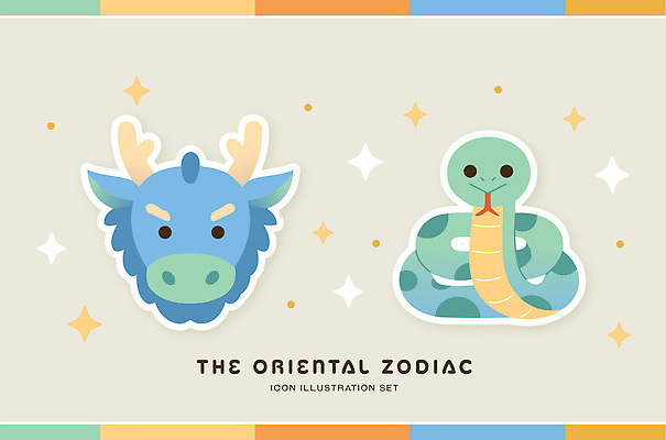 동물 캐릭터 전통 디자인 문화 예술 상징 컬러 컨셉 패턴 일러스트 새해 그래픽 용띠 십이지신 용 운세 뱀띠 뱀 그림 팬시 벡터 국내일러스트 AI파일 무늬 파충류 파일형식