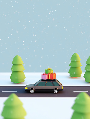 JPG 나무 편집이미지 도로 여행 이동 겨울 자동차 핀란드 선물 풍경 상자 촬영 이미지편집 AI컴퓨터그래픽 AI콘텐츠 식물 계절 길 육상교통 컨셉 교통시설 북유럽 파일형식