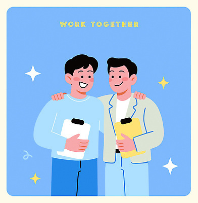 일러스트 모션 협력 아이디어 실험 대화 웃음 사람 친구 사무실 자료 기쁨 작업 전문직 토론 긍정 소통 친목 지원 국내일러스트 AI파일 직업 감정 컨셉 비즈니스 관계 표정 말하기 파일형식 벡터