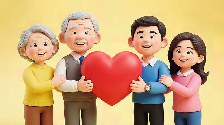 모양 여자 노년 남자 감정 컬러 가족 관계 표정 3D 파일형식 사랑 하트 할아버지 할머니 아빠 엄마 미소 모임 따뜻함 표현 기쁨 행복 편집3D JPG 편집이미지 노란색